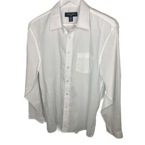 Tazio Mens White Button Down Polo Long sleeve Shirt